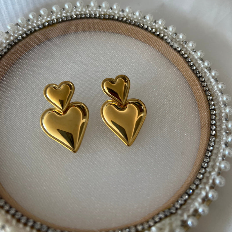 Luna Double Heart Earrings