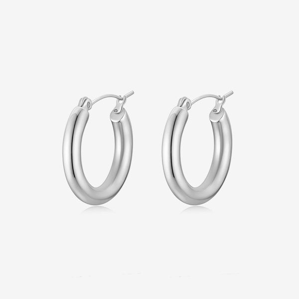 Amie Hoop Earrings Silver - BYOUJEWELRY