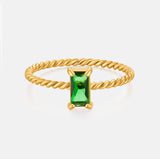 Brigitte Baguette Ring Green - BYOUJEWELRY