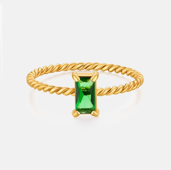 Brigitte Baguette Ring Green - BYOUJEWELRY