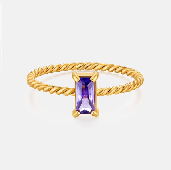 Brigitte Baguette Ring Purple - BYOUJEWELRY