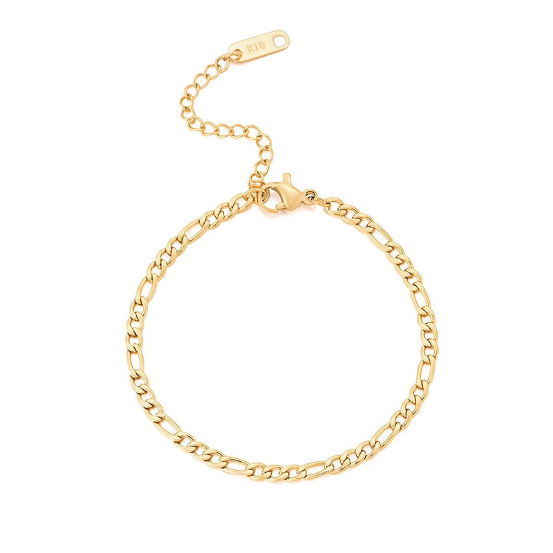 Gold Figaro Bracelet - BYOUJEWELRY