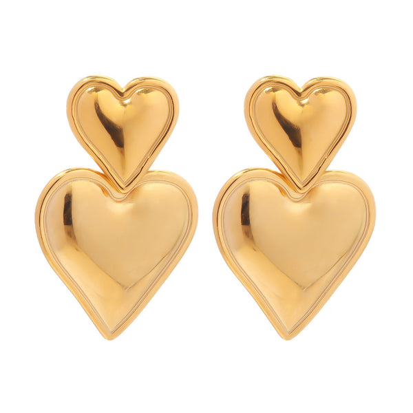 Luna Double Heart Earrings